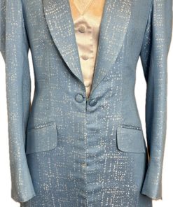 BLUE WITH SILVER PATTERN MARSHA DEARRIAGA DAY COAT