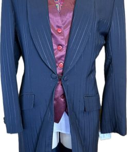 MDEARRIGA NAVY PINSTRIPE DAY COAT
